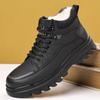 Botas Martin para Homens 2025 Inverno Forradas com Lã Engrossadas Quentes de Cano Alto com Solado Grosso Pretas Casuais Tendência Botas de Algodão Atacado