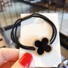 Diadema de trébol con goteo de aceite estilo coreano, liga para el pelo de niñas, cuerda para el pelo de temperamento simple, banda para el pelo del bosque, banda de goma, tocado
