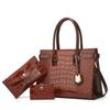 Conjunto de Três Peças Texturizado com Padrão de Crocodilo da Moda com Acessórios, Bolsa de Ombro e Transversal de Grande Capacidade Fábrica de Comércio Exterior Transfronteiriço