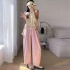 Calças femininas grávidas estilo coreano verão 2024 roupa exterior pequena estilo chanel cordão casual calças de perna larga calças de rabanete de perna larga roupa de verão