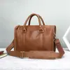 Nuevo Estilo Maletín de Moda de Piel Genuina Bolso Multifuncional para Hombre Bolso Cruzado Retro de Negocios para Viajes Diario Bolsa para Computadora de 14 pulgadas