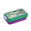Lonchera de Plástico con Compartimentos de Dibujos Animados para Niños, Caja de Snacks de Frutas, Lonchera para Estudiantes con Tapa, Cubiertos, Tenedor y Cuchara