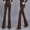 Foto Real de Pantalones Acampanados para Mujer, Pantalones Acampanados de Moda, Nuevos Pantalones de Lana de Cintura Alta para Otoño e Invierno, Adelgazantes y que Aumentan la Estatura