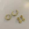 Pendientes Dorados Simples Coreanos de Cara Sonriente para Mujer Moda Popular Diseño de Nicho Estilo Frío Pendientes de Doble Uso