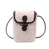 Bolso para Teléfono Móvil de Piel de Cordero Estilo Chanel Invierno 2023 Súper Caliente de Moda Estilo Extranjero Bolso de Felpa de Hombro Único Cruzado Bolso para Mujer