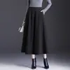 Falda Media de Lana con Cintura Elástica para Mujer 2026 Otoño/Invierno Nuevo Estilo Moda Cintura Alta Longitud Media Elegante Versátil Falda de Dobladillo Ancho