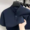 Camisa Polo de Manga Corta con Cuello Alto para Hombre de 220g, Casual de Verano, Antibacteriana, Color Sólido, Cuello Henley, Lujo Ligero, Juvenil, Camiseta de Gama Alta