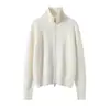 Cárdigan de cachemir puro engrosado de siete agujas para mujer, suéter chaqueta de cuello alto medio, otoño e invierno, nuevo, ajuste ceñido, estilo coreano