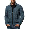 Amazon 2025 Otoño e Invierno Talla Europea Manga Larga Cuello Alto Cremallera Cárdigan Tejido de Punto para Hombre Terciopelo Cálido Tejido de Punto Chaqueta para Hombre