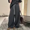 ¡Pedido coreano! Pantalones de chándal casuales de pierna curva holgados favorecedores de cintura alta para mujer Otoño 2026