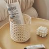 Cesta de Almacenamiento Tejida de Bambú Imitación Hueca de una Pieza para Llevar a Mano para el Hogar, Dormitorio, Cesta de Almacenamiento Multifuncional, Cesta para Ropa Sucia de Baño
