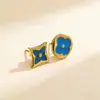 Pendientes Transfronterizos Europeos y Americanos de Moda en Acero de Titanio Dorado de 18K, Sin Desvanecimiento, Estilo Sencillo de Lujo Ligero para Mujer, Zirconia al por Mayor desde el Fabricante