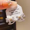 Brincos Vintage de Prata com Diamantes e Penas, Artesanato Retro de Alto Padrão, Brincos Versáteis Exquisitos para Mulheres