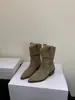 [] Botas de Salto Grosso Estilo Retrô Francês Bico Fino Botas Western Cowboy Femininas 2026 Novo Estilo Outono/Inverno