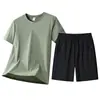 Verão Novo Estilo Seda de Gelo Respirável Esportivo Casual Manga Curta Conjunto Masculino Tamanho Grande Camiseta de Manga Curta Shorts Conjunto de Duas Peças 8XL