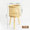 Cesta de Bambu Vaso de Flores Sala de Estar Planta Cesta de Flores Decoração Redonda Bambu Varanda Tripé Trançado Flor Grande Estilo Pastoral