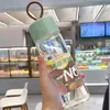 Taza de té portátil pequeña y sencilla de verano para mujer, de cristal de alta calidad, bonita taza de agua de verano para estudiantes.