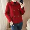 Novo Estilo Outono/Inverno 2026 Casaco Curto Dupla Face 100% Lã Pura para Mulheres, Gola Dupla, High-End, Luxo Leve, Jaqueta Cardigan Macia