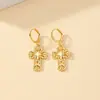Diseño de Moda Coreano Pendientes Huecos de Corazón para Mujer Celebridad de Internet Temperamento Patrón Retro Pendientes de Cruz Accesorios para Orejas