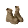 Botines de Tobillo con Plataforma Gruesa Estilo Retro Francés Botas Apiladas para Mujer Otoño 2026 Nuevos Botas Martin Versátiles para Personas Bajas que Aumentan la Altura Sensación de Alta Gama