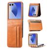Funda de Teléfono Multifuncional con Ranura para Tarjeta Adecuada para Samsung Z Flip8 7/6/5/4/3 con Apertura Superior e Inferior para Pantalla Plegable Funda de Cuero