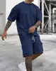 Nova Camiseta Masculina Solta, Shorts de Trabalho, Conjunto Esportivo Casual, Conjunto de Duas Peças de Verão