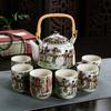 Xinmingxuan Cerámica Azul y Blanca Vintage con Filtro Juego de Té Doméstico Juego de Té Tetera de Porcelana Taza de Té Tetera de Cola Juego de Té