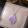 Artículo Popular de Celebridad de Internet Collar de Acero de Titanio Imitación de Calcedonia Buda Maitreya para Mujer Lujo Ligero Circonita Micro-pavimentada Cadena de Clavícula Joyería de Alta Gama