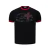 27454 Calle Americana Unisex Gama Alta Verano Bloques de Color Diseño Gráfico de Letras Camiseta de Manga Corta Ajustada para Hombre