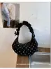 Bolsa de Mão com Design de Nicho Estilo Coreano com Design Plissado, Bolsa de Ombro com Laço de Bolinhas Fashion e Fofa, Bolsa Transversal de Alto Valor para Mulheres