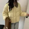 Jaqueta de Algodão com Lapela Estilo Coreano para Mulheres, Novo Estilo Inverno 2026, Estilo Comuter Petite, Casaco de Algodão Grosso Solto
