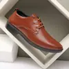 Sapatos de Couro Masculinos Pretos Casuais para Trabalho Moda Simples Melhores Sapatos para Noivo Versátil com Cadarço Solado Macio Antiderrapante Sapatos Masculinos