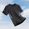 [Seda de Hielo/Sensación Fresca] Camiseta Fresca de Manga Corta Elástica de Secado Rápido Transpirable para Hombre de Verano con Cuello Redondo Holgada de Seda de Hielo