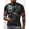Camiseta de manga corta con estampado digital 3D de calavera de terror para hombre, nueva camiseta de verano 2022, informal, de moda