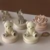 Papoula DIY Aromaterapia Gesso Urso de Pelúcia Raposa Sentada Lobo Pequeno Animal Suculenta Flor Ornamento Molde de Vela