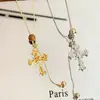 La Diosa de la Belleza Desciende~ Collar Cruzado Dorado Vintage para Mujer, Nuevo Estilo de Nicho, Exquisita Cadena para Suéter de Alta Gama