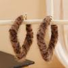 Agulha de prata outono e inverno reunindo leopardo imprimir brincos geométricos Europeu e Americano exagerado temperamento brincos nicho retro high-end brincos mulheres