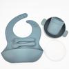 Venda quente transfronteiriça de silicone para alimentação infantil, conjunto de 6 peças, tigela de suplemento alimentar para bebê, garfo de silicone, colher, babador para bebê, copo