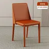 Cadeira de jantar moderna em couro de sela para uso doméstico, cadeira com encosto minimalista moderno, cadeira de mesa de jantar estilo italiano de luxo leve, cadeira de estudo