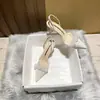 Sandálias femininas elegantes de bico fino para comércio exterior com strass, sem calcanhar, novo estilo primavera/outono 2026, salto agulha, sapatos de salto alto fechados, estilo europeu e americano