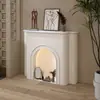 Gabinete Decorativo Blanco Nórdico Estilo Francés Luminous Fireplace Fotografía Sala de Estar Simple Gabinete de Entrada Estilo Celebridad de Internet Ins