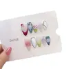 Uñas Postizas Portátiles Hechas a Mano Nai Zi B349 Nuevo Estilo Chino Bloque de Color Flor de Cerezo Pintada a Mano Degradado Estilo Europeo y Americano Uñas Portátiles
