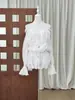 Design de Nicho Vietnamita Mir@E 2026Ss Vestido Floral Romântico Francês de Um Ombro com Mangas Bufantes e Babados