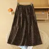 Foto Real Saia Midi Evasê Estampada Floral Estilo Japonês Retrô de Flanela para Mulheres Outono Inverno Ligeiramente Fortinhas