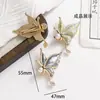 Novo grampo de cabelo retrô estilo chinês com acabamento de diamantes brilhantes e base de brocado Song, clipe simples para franja, acessório para Hanfu e cheongsam