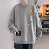 Camiseta Interior de Sudadera para Hombre con Cuello Redondo, Estilo Hong Kong, Talla Grande, Camiseta de Manga Larga Juvenil de Gama Alta, Sensación de Invierno