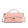 Bolsa de Mão Feminina Chanel-Style com Corrente Luxo Leve Moda Couro Genuíno Modelo Novo 2026 Mão Ombro Transversal Acolchoada