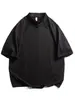 Camiseta de manga corta con cremallera media, cuello alto estilo americano y estructura de empalme Nanxia para hombre, top casual deportivo de color liso para verano
