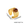 Anel de Aço Inoxidável Estilo Ins Transfronteiriço, Anel Banhado a Ouro 18K com Incrustação de Pedra Natural, Joia Personalizada Que Não Desbota