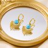 Pendientes de acero inoxidable estilo ins europeo y americano de alto diseño forma de pavo real pendientes geométricos de oro de 18 quilates pendientes de turquesa joyería para mujer